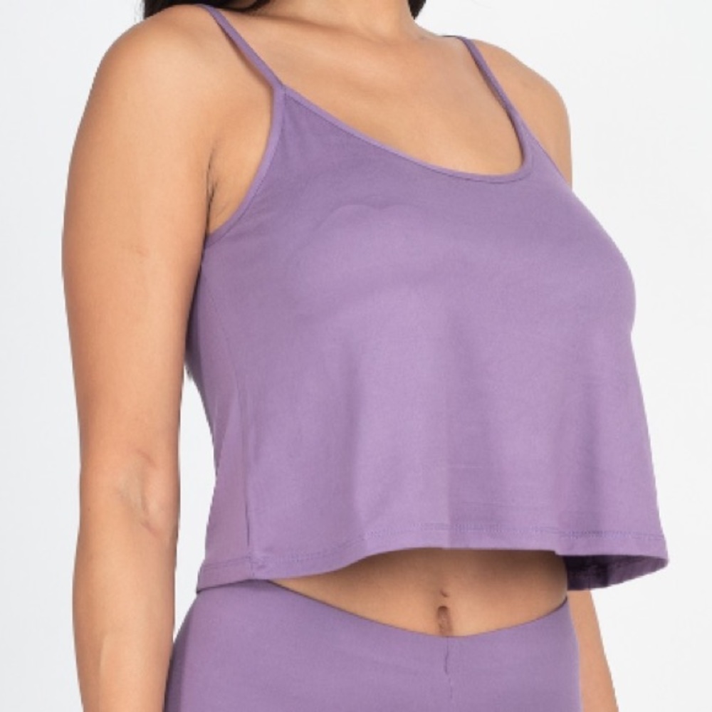 ⭕️ SOLD OUT ⭕️ NEW Purple Solid Color Cami Top & Leggings Set - Picture 5 of 6